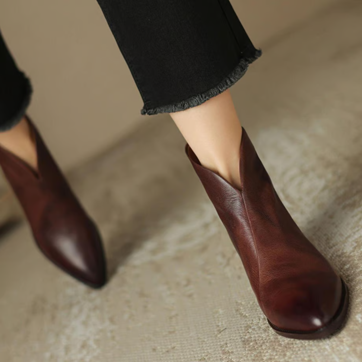 Camille | Luxury Low-Heel Ankle Boots