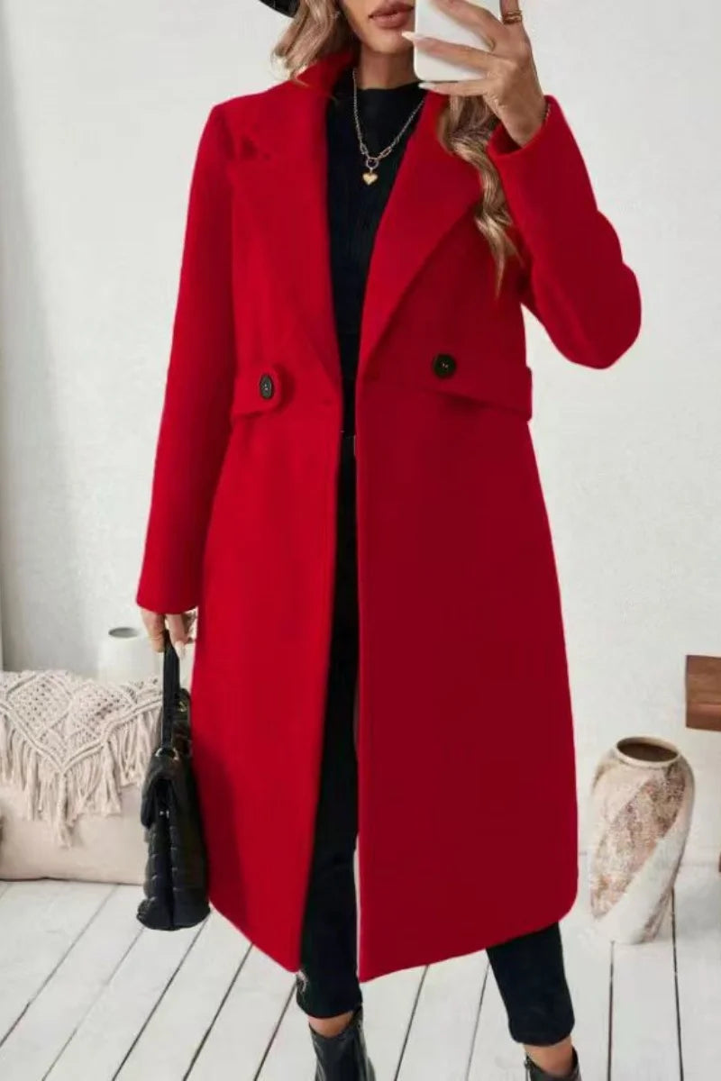 ew European and American cross-border woolen coat, medium-length, women's Korean version, 2025 new style, slimming, waist-cinchi