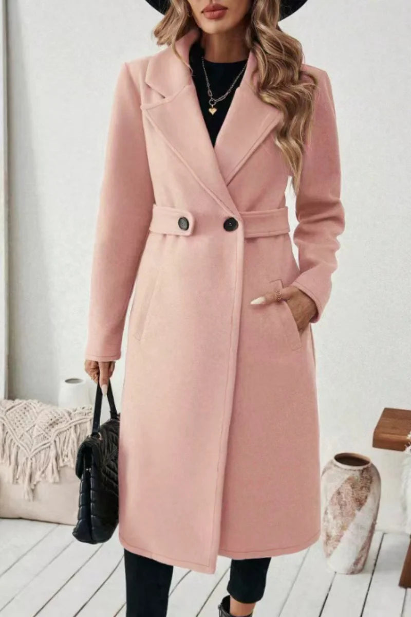 ew European and American cross-border woolen coat, medium-length, women's Korean version, 2025 new style, slimming, waist-cinchi