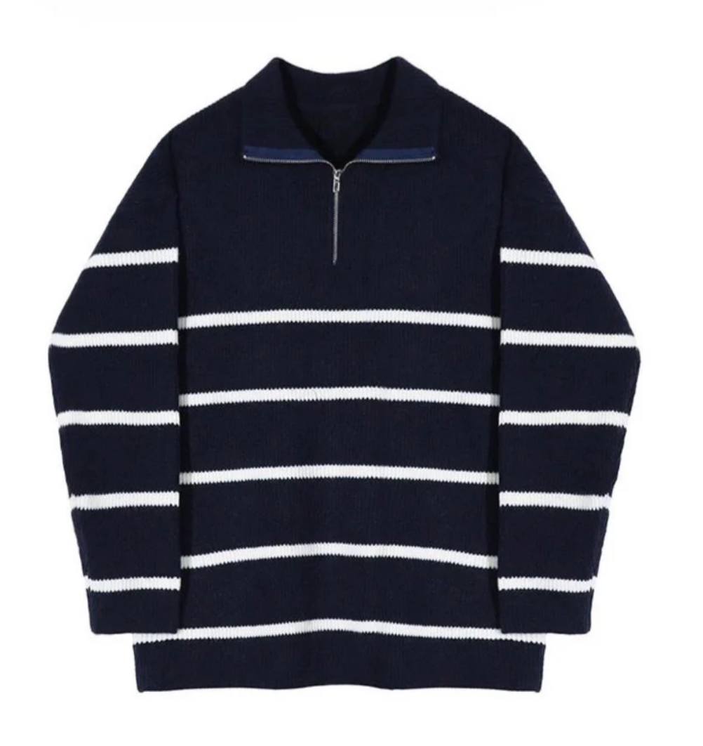 ELIO - STRIPED HALF ZIP