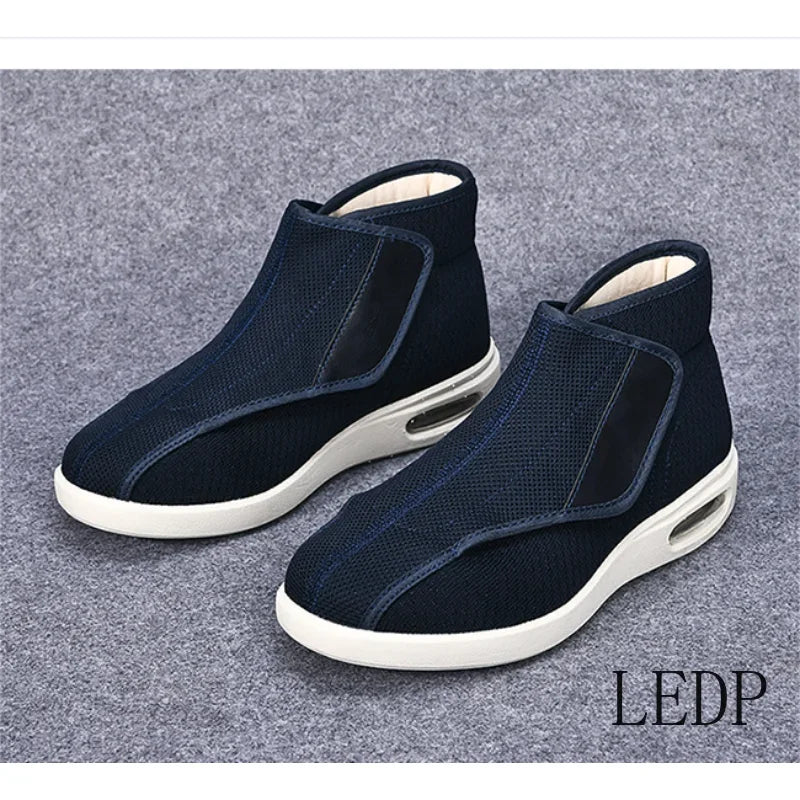 High Top Middle-aged Elderly Casual Walking Shoes Mesh Breathable Flat Shoes Comfortable Lightweight Men's Shoe