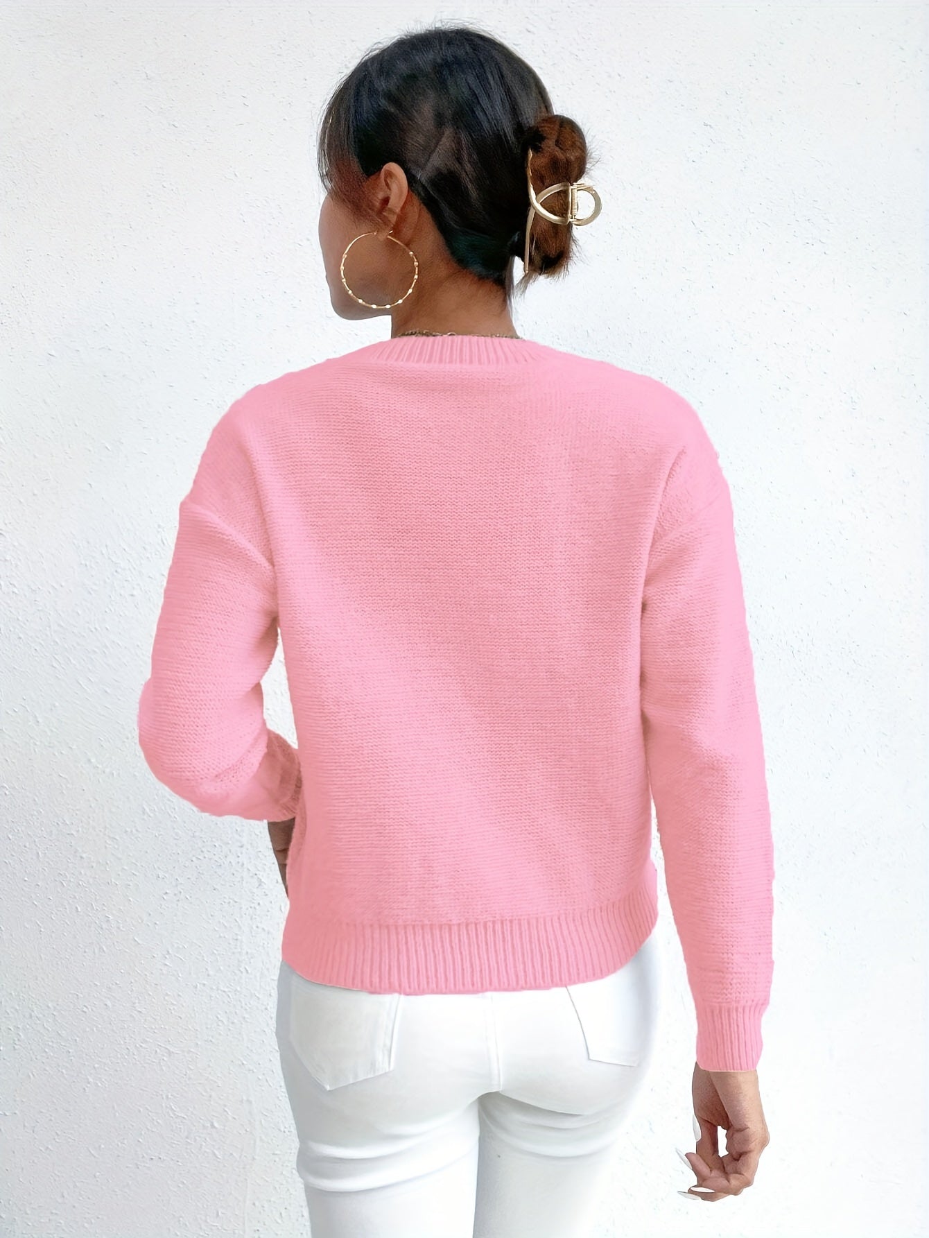 Vrouwen Chunky Drop Shoulder Trui - Hoogelastische Machine Wasbare Ronde Hals Pullover, Knusse Casual Winter Herfsttrui voor Gemakkelijke Kledingstijl, Herfsgarderobe, Hoogelastisch Stof