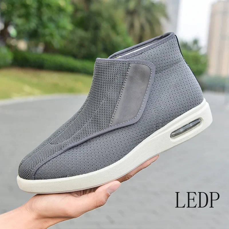 High Top Middle-aged Elderly Casual Walking Shoes Mesh Breathable Flat Shoes Comfortable Lightweight Men's Shoe