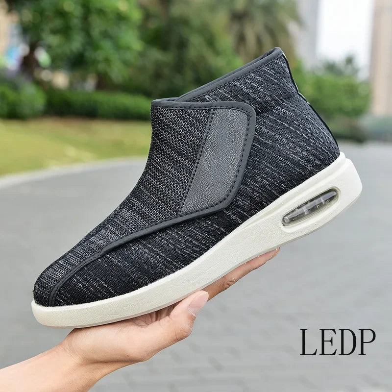 High Top Middle-aged Elderly Casual Walking Shoes Mesh Breathable Flat Shoes Comfortable Lightweight Men's Shoe