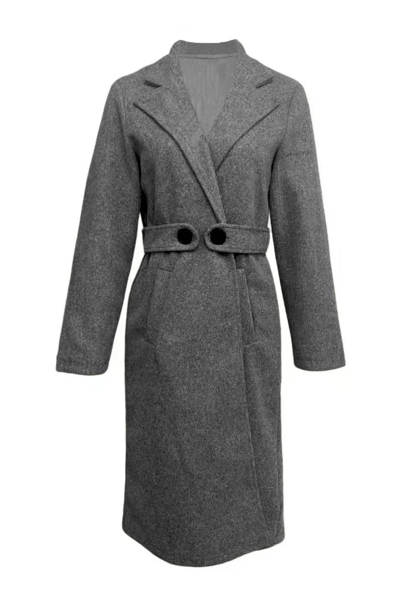 ew European and American cross-border woolen coat, medium-length, women's Korean version, 2025 new style, slimming, waist-cinchi