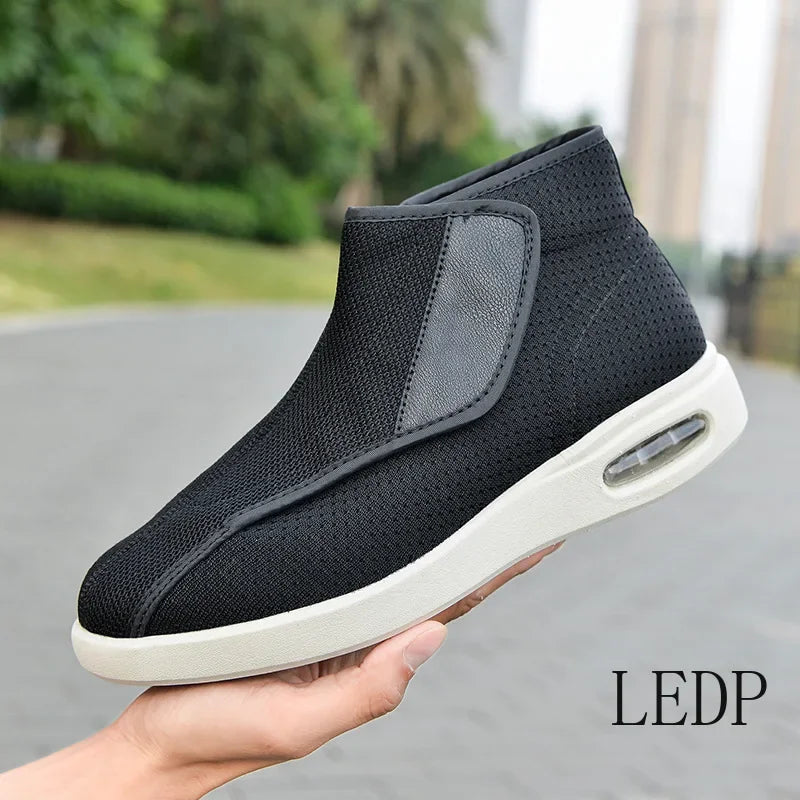 High Top Middle-aged Elderly Casual Walking Shoes Mesh Breathable Flat Shoes Comfortable Lightweight Men's Shoe